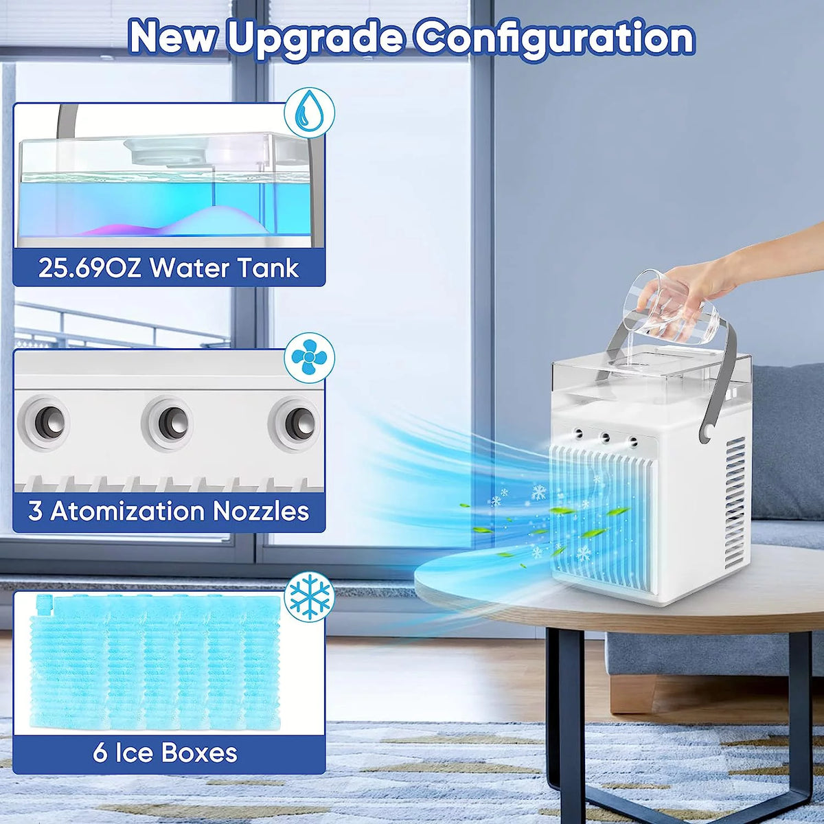Portable Air Cooler 4 IN 1 3 Speeds 2000mAh Q361