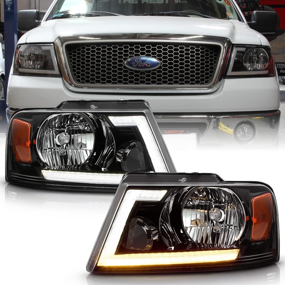 Black LED Tube Switchback Signal Headlights Headlamps I362
