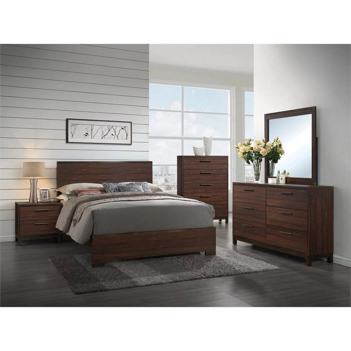 Bedroom Set Rustic Tobacco and Dark Bronze D500519