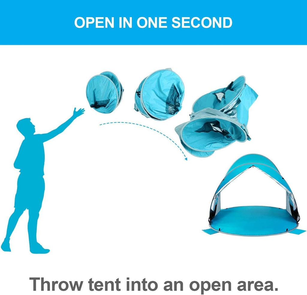 UPF 50+ Pop Up 3-4 Person Beach Tent Sun Shelter K436073