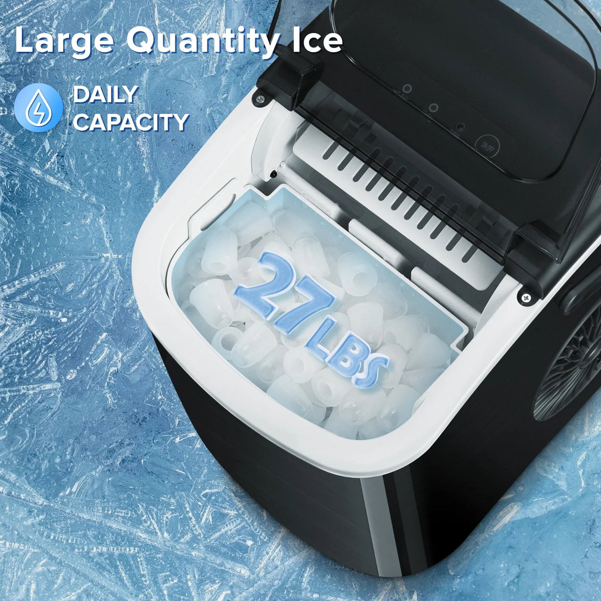 Portable Countertop Ice Maker 26lbs/24H Stainless Steel Black Q56301