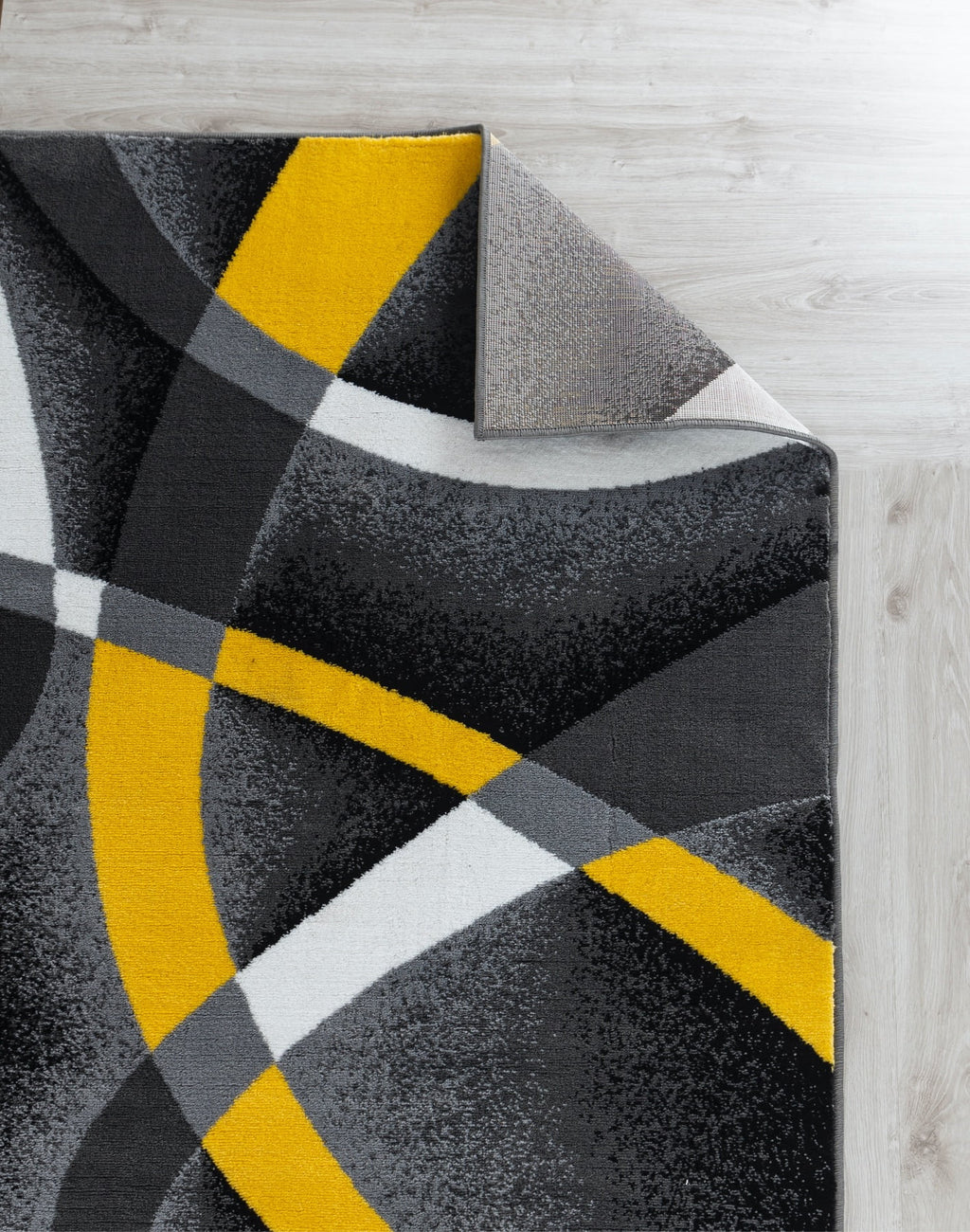Gray Yellow Black White Abstract Area Rug L111266