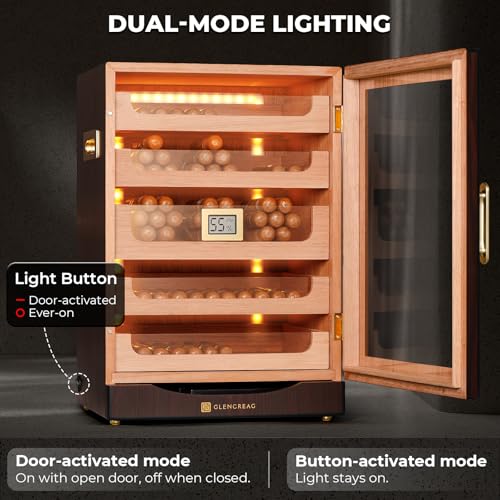 Cigar Humidor Cabinet with Automatic LED Light, Spanish Cedar Lining I834401