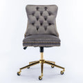 Grey Velvet Adjustable Home Office Chair Y340735