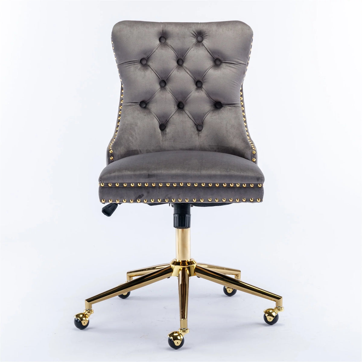 Grey Velvet Adjustable Home Office Chair Y340735