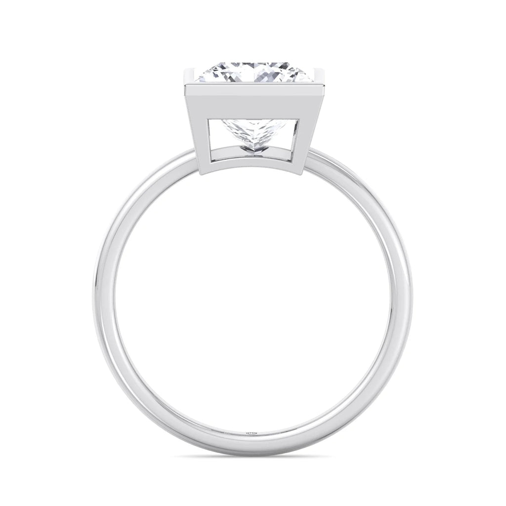 Moissanite Princess Cut Lab Diamond Bezel Set Engagement Ring G70631