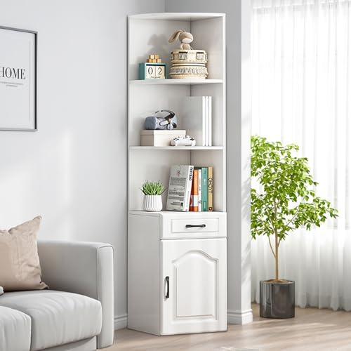 Triangle Corner Cabinet with Open Shelves Drawer Single Door I2026
