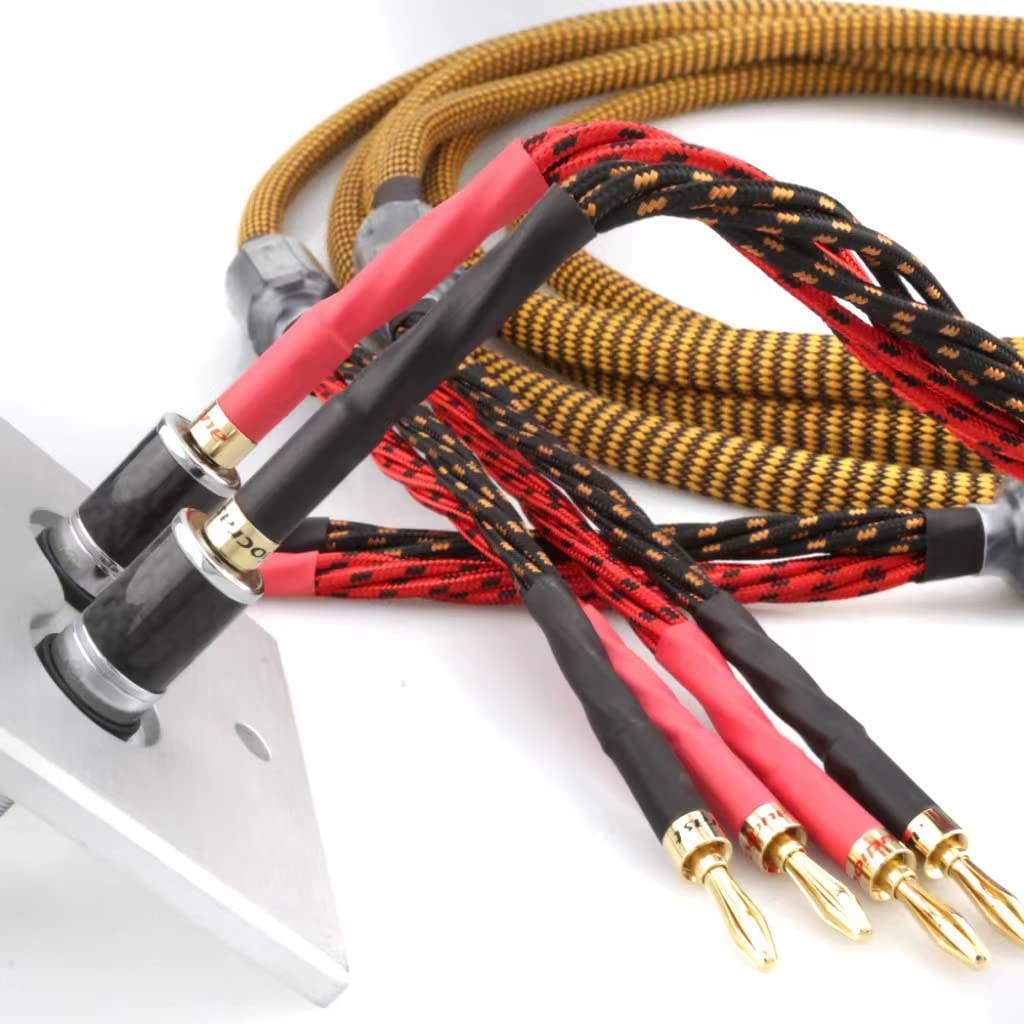 8.20ft 2.5m Nylon Braid Gold Plated Speaker Cable with 8 Banana Plugs R482229