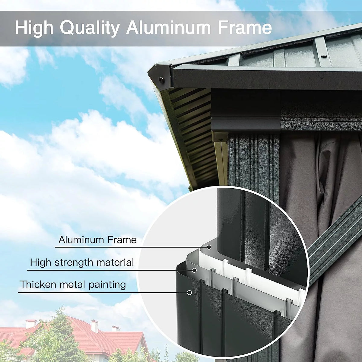 10’ x 10’ Hardtop Aluminum Gazebo with Netting & Curtains N5721