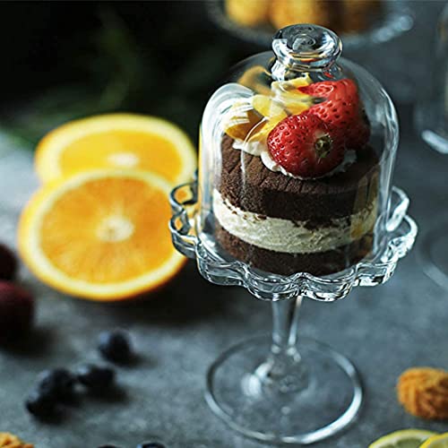 Mini Cake Stand Glass Cupcake Display Plate with Dome Cover Pedestal Dessert Stand Holder Z2723