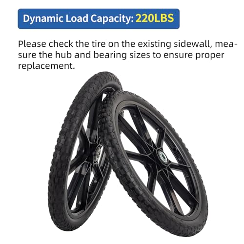 2 Pcs 20" Flat Free Tire and Wheel with 3/4" & 5/8" Bearing J196