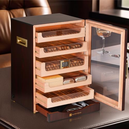 Cigar Humidor Cabinet with Automatic LED Light, Spanish Cedar Lining I834401