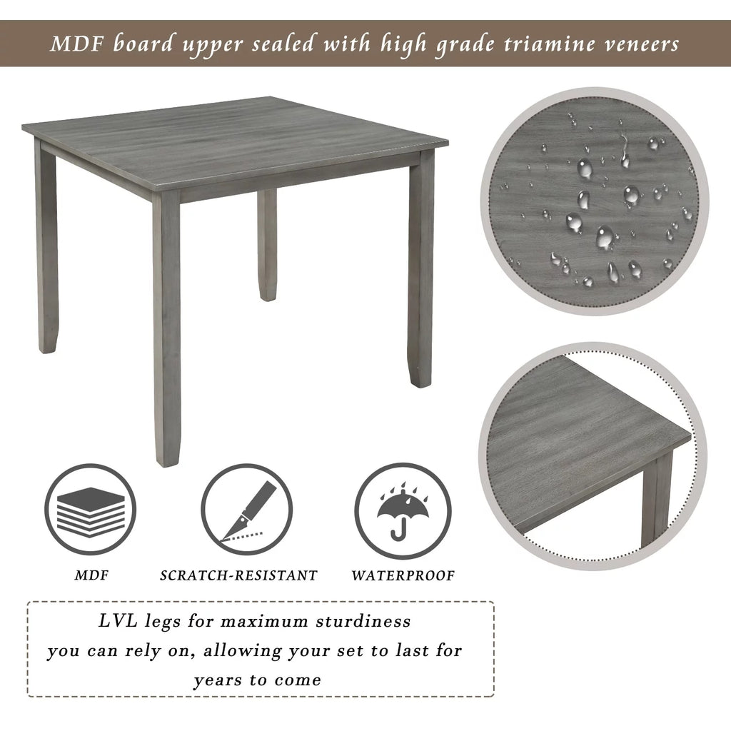 5 Piece Wooden Dining Table Set with 4 Upholstered Chairs Y526159