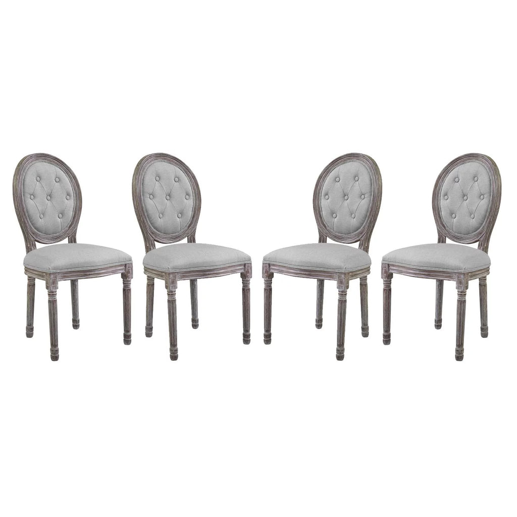 Light Grey Fabric Wood Dining Chair Set of Four Q4559