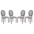 Light Grey Fabric Wood Dining Chair Set of Four Q4559