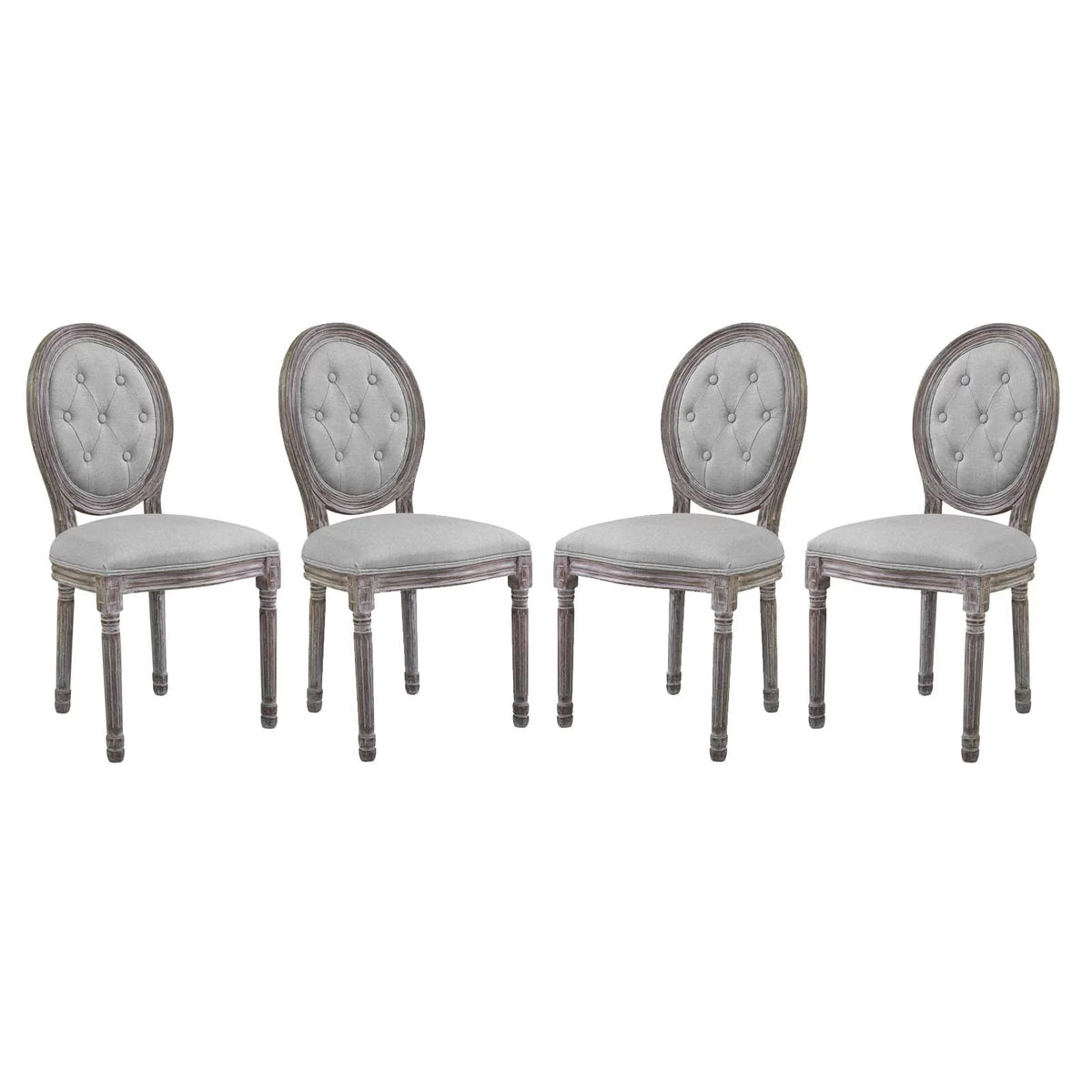 Light Grey Fabric Wood Dining Chair Set of Four Q4559