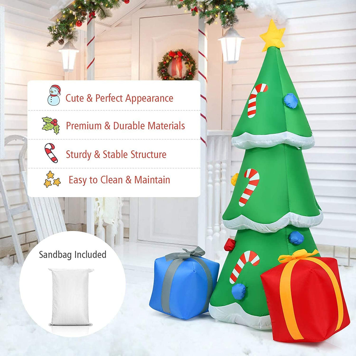 6FT Christmas Inflatable Decorations Tree with Led Lights and Blower G596