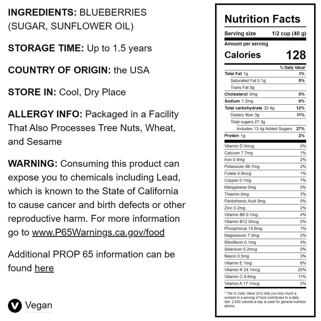 Dried Blueberries, 16 Pounds H495