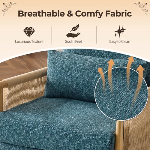 Green Chenille Accent Chair with Lumbar Pillow F4053