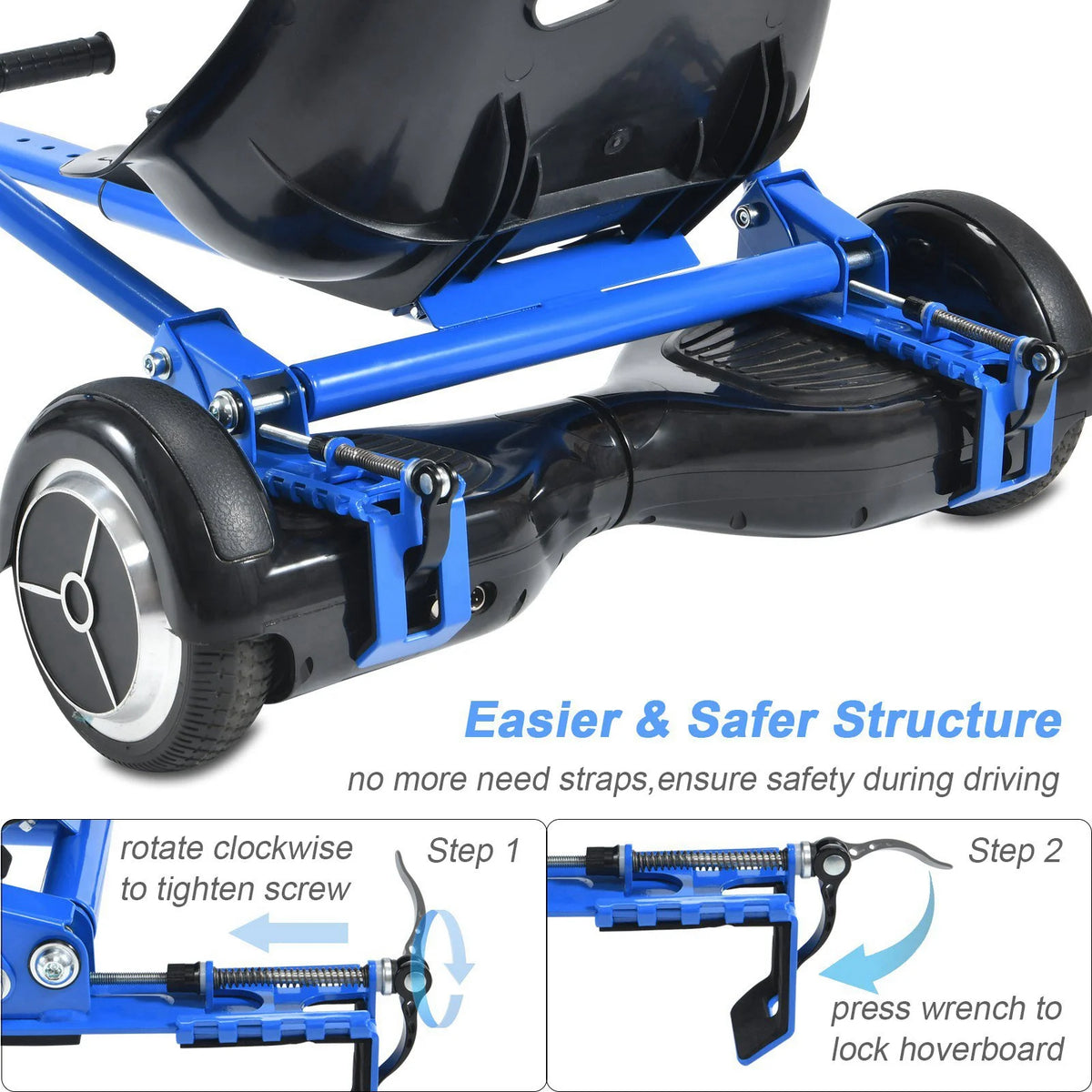 Blue Hoverboard Go Kart Seat Attachment A8000