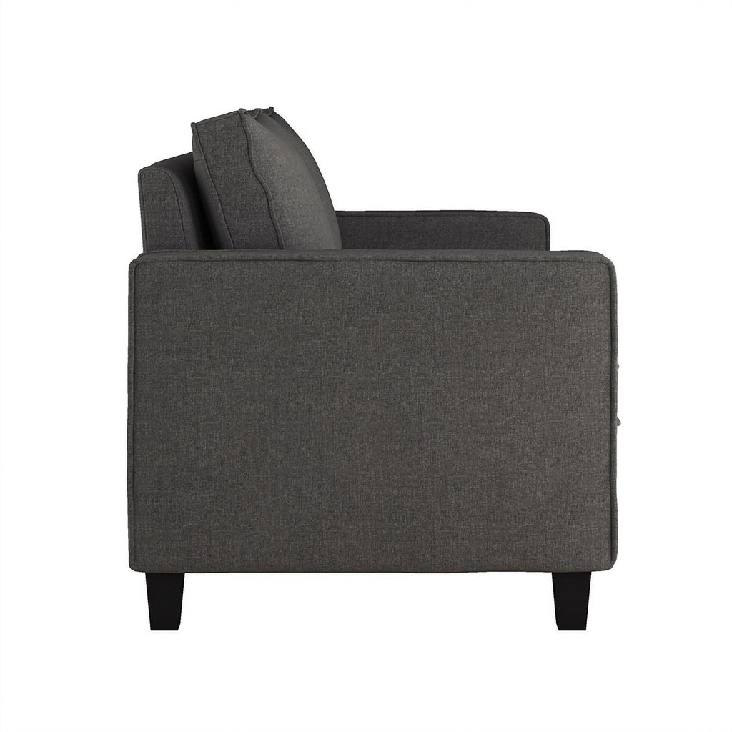 Gray Linen-Like Fabric Upholstered 2 Seater Loveseat Sofa L78331