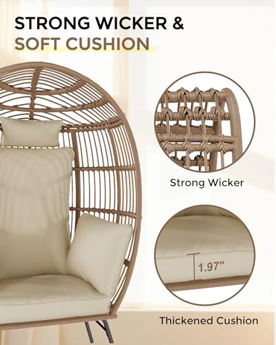 Grey Wicker Egg Chair with Ottoman G8630