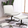 Armless PU Leather Desk Chair with Ottoman S46750