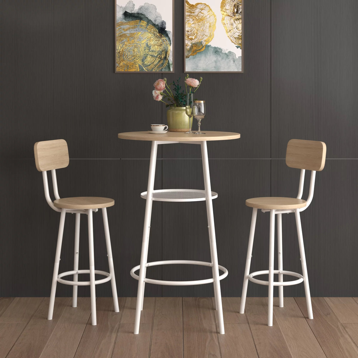 3-Piece Counter Height Bar Table Set with 3 Bar Stools E6045