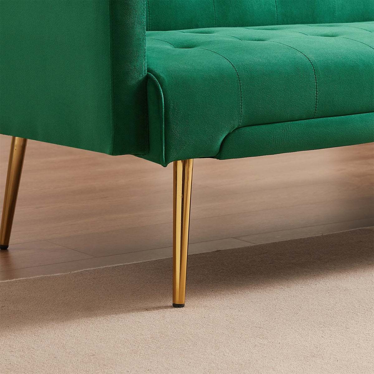 Green Velvet Sofa Bed with Metal Legs M27232