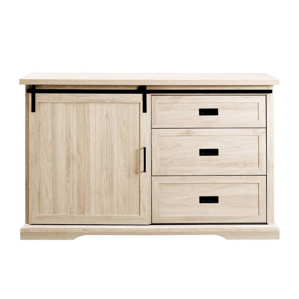 Farmhouse Sliding Door Sideboard with 3 Drawers Birch C363978