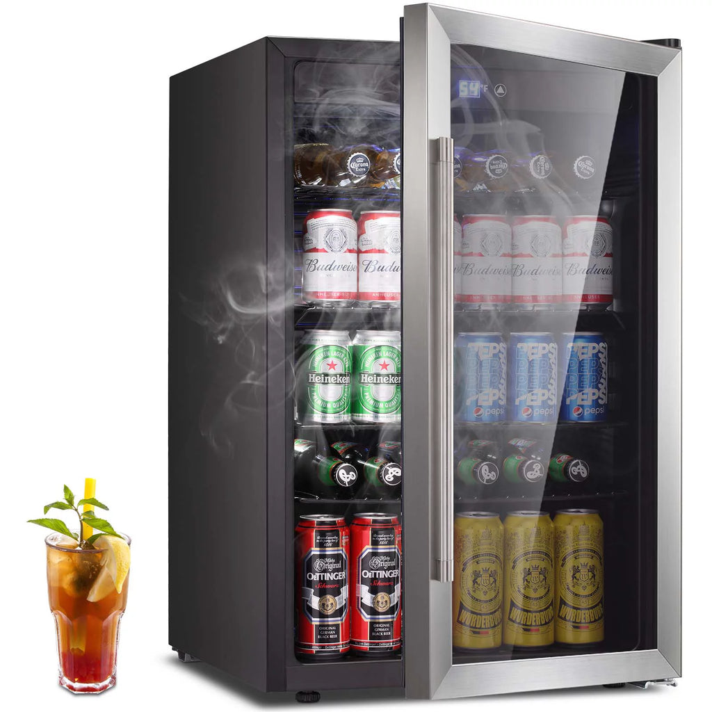 3.2Cu.ft 120 Can Glass Door Beverage Refrigerator Cooler D7436