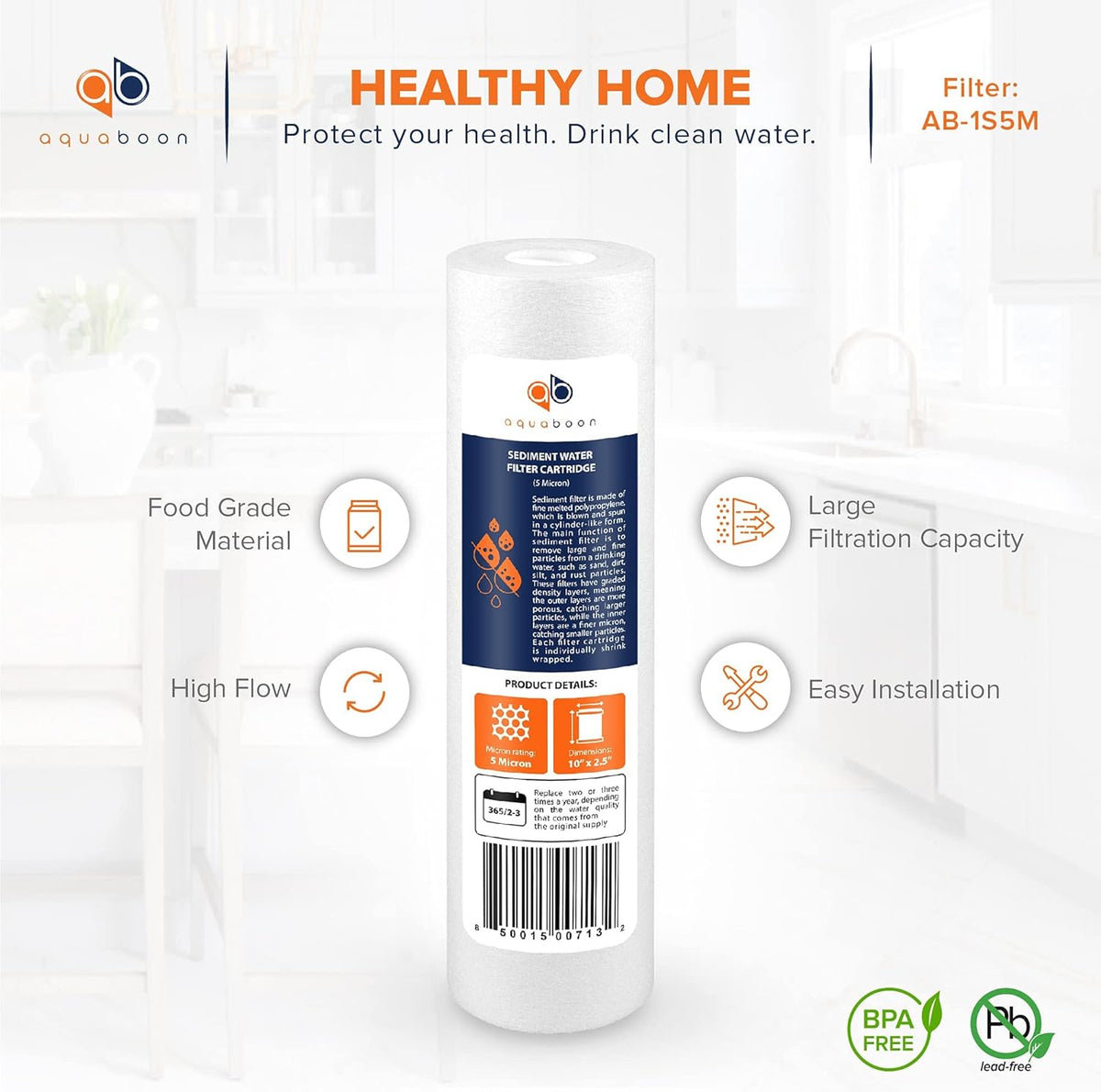 5 Micron 10 Sediment Water Filter Replacement Cartridge L939