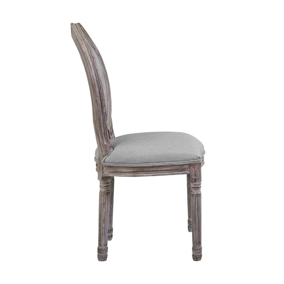 Light Grey Fabric Wood Dining Chair Set of Four Q4559