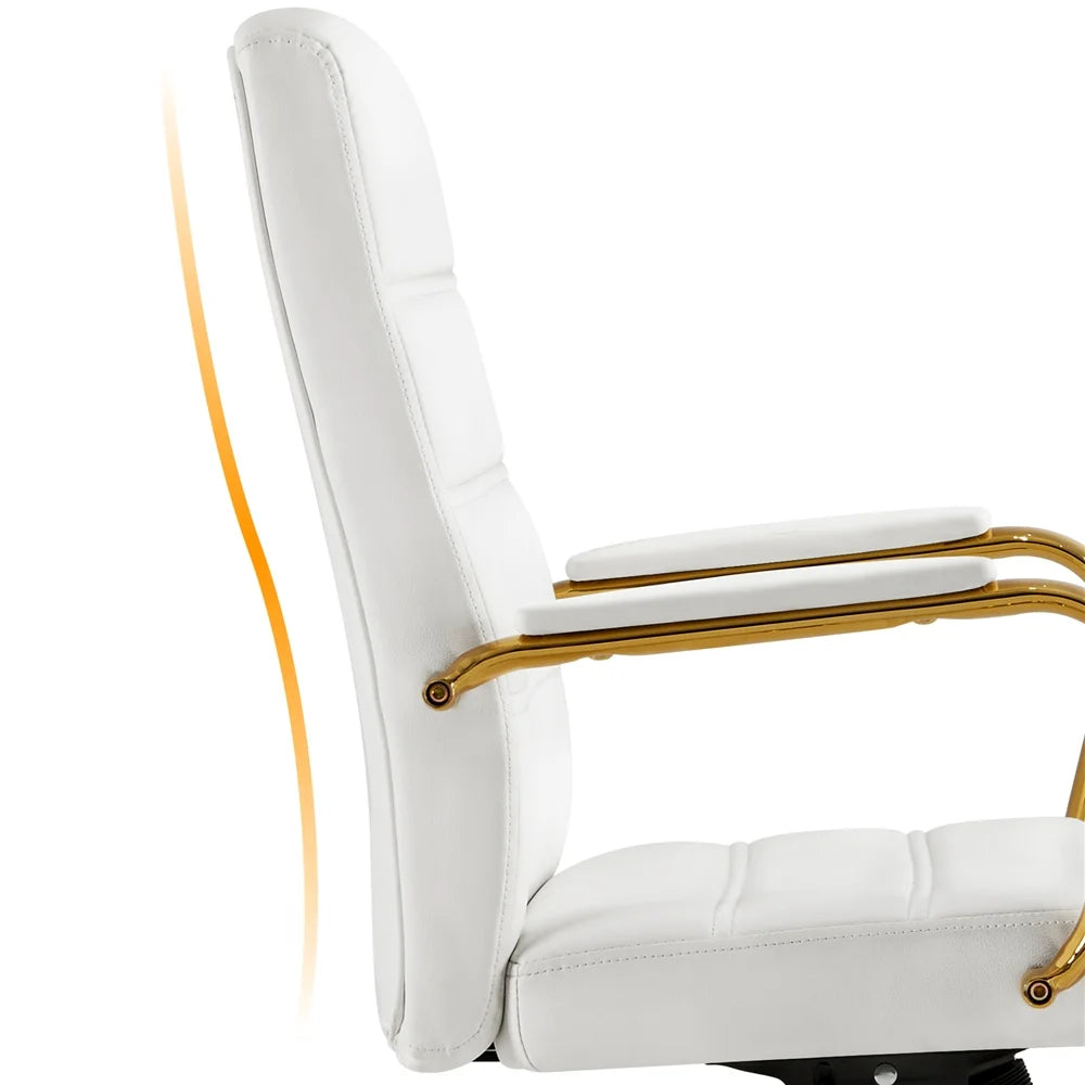360° Swivel PU Leather Office Chair with Gold Frame, White A837682