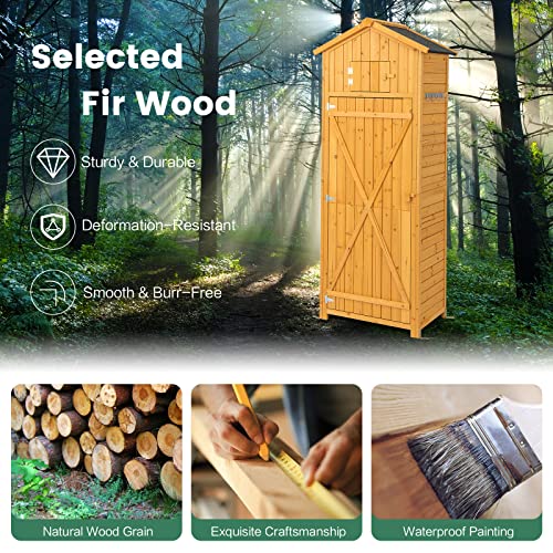 71" Tall Wooden Lockable Storage Shed with Foldable Work Table C5530