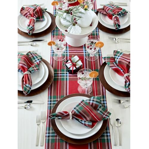 100% Pure Linen Green Tartan Plaid Table Runner 14 x 72 Inch P43105