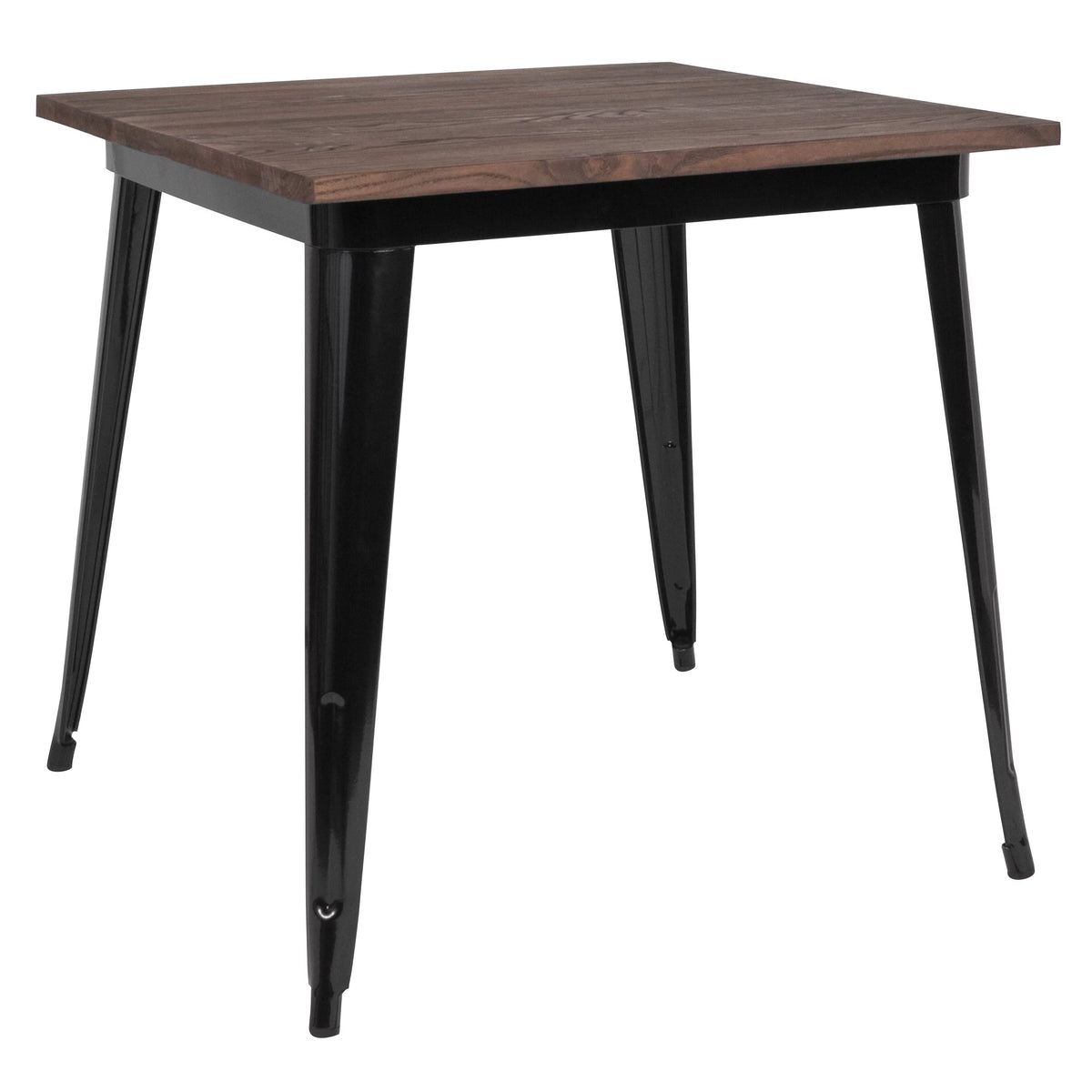 Black Metal Table with Walnut Finished Wood Top Q64926