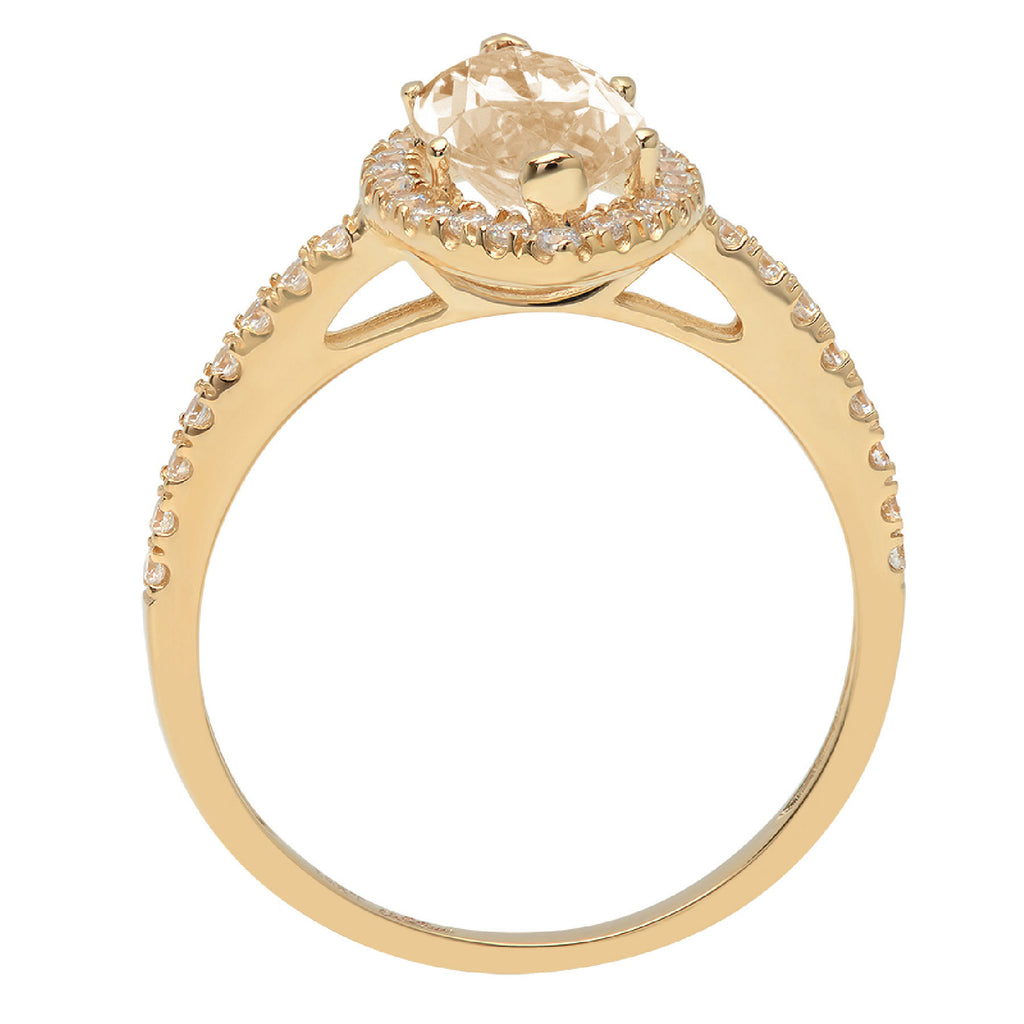 18k Yellow Gold Marquise Cut Morganite Halo Ring K8988