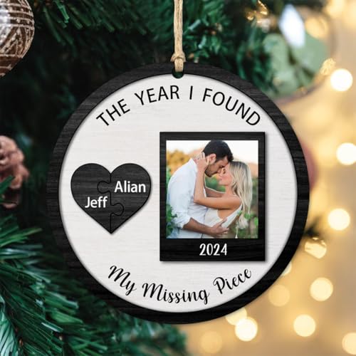 2-Layered Wooden Couple Puzzle Christmas Ornament L1259