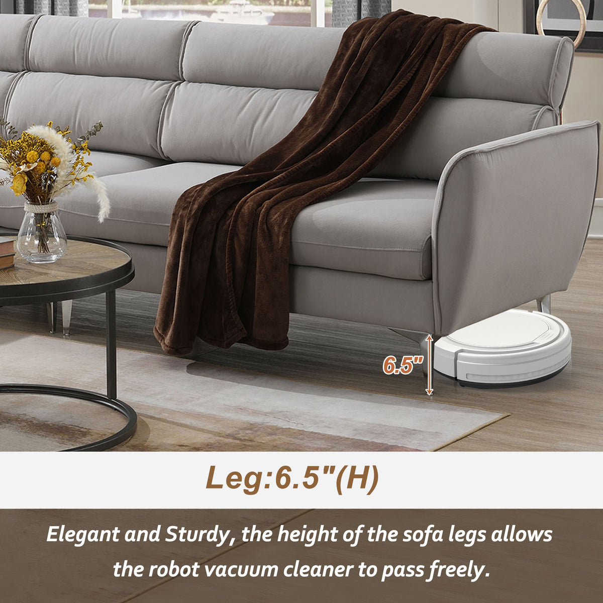 Gray Flannel L-Shaped Convertible Sectional Sofa G7204