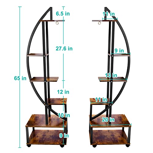 2 pcs 6 Tier Tall Metal Plant Stands with Hanging Loop K334064