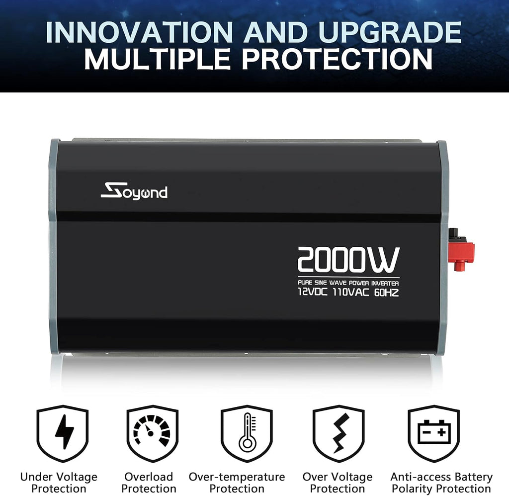 Pure Sine Wave 2000 Watt Power Inverter with Remote Controller X82530