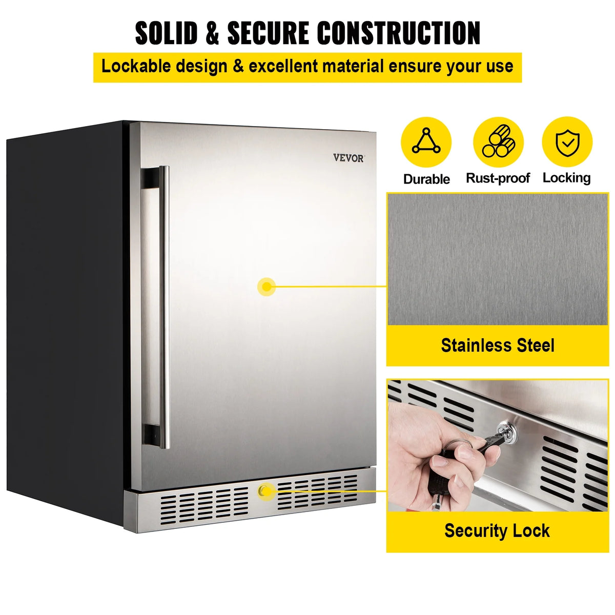 24'' Built-in Beverage Cooler 5.5 cu.ft. Reversible Door 142 Can Black & Silver A953