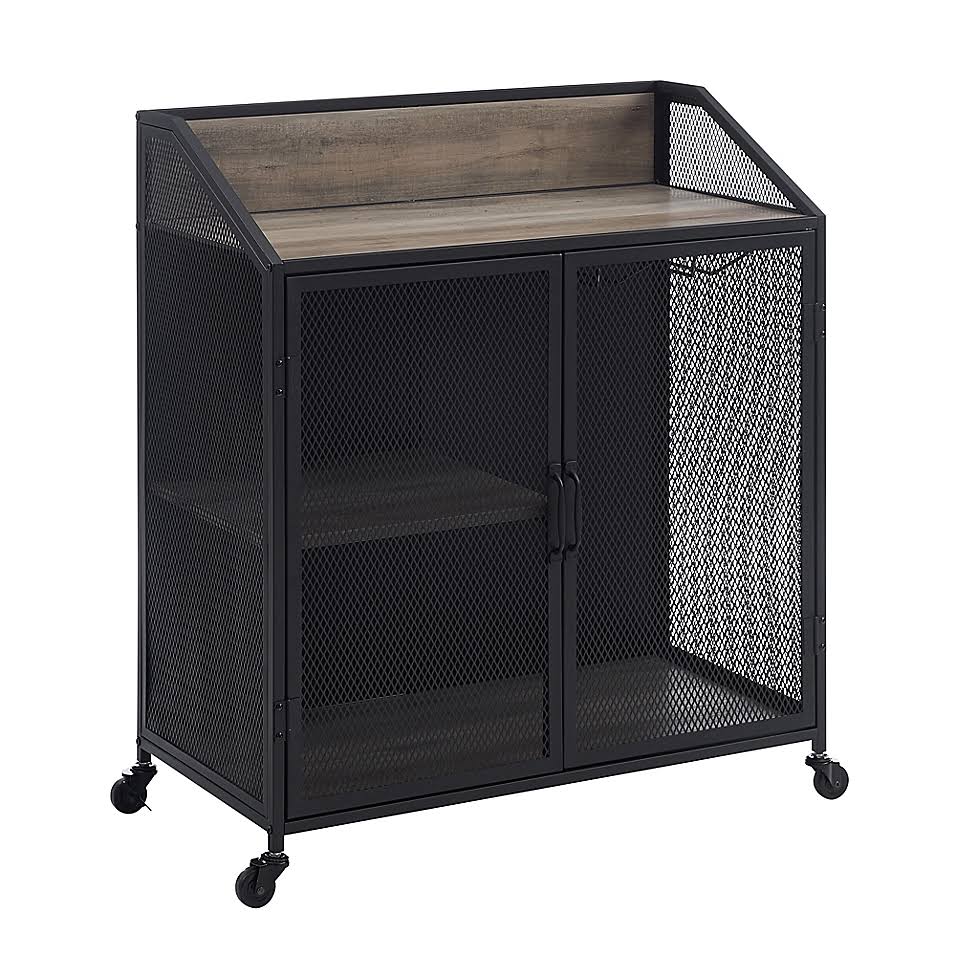 Grey Wash Wood Bar Cabinet F8392