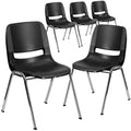 5 Pack Ergonomic Stack Chair Black Plastic/Chrome Frame B74849