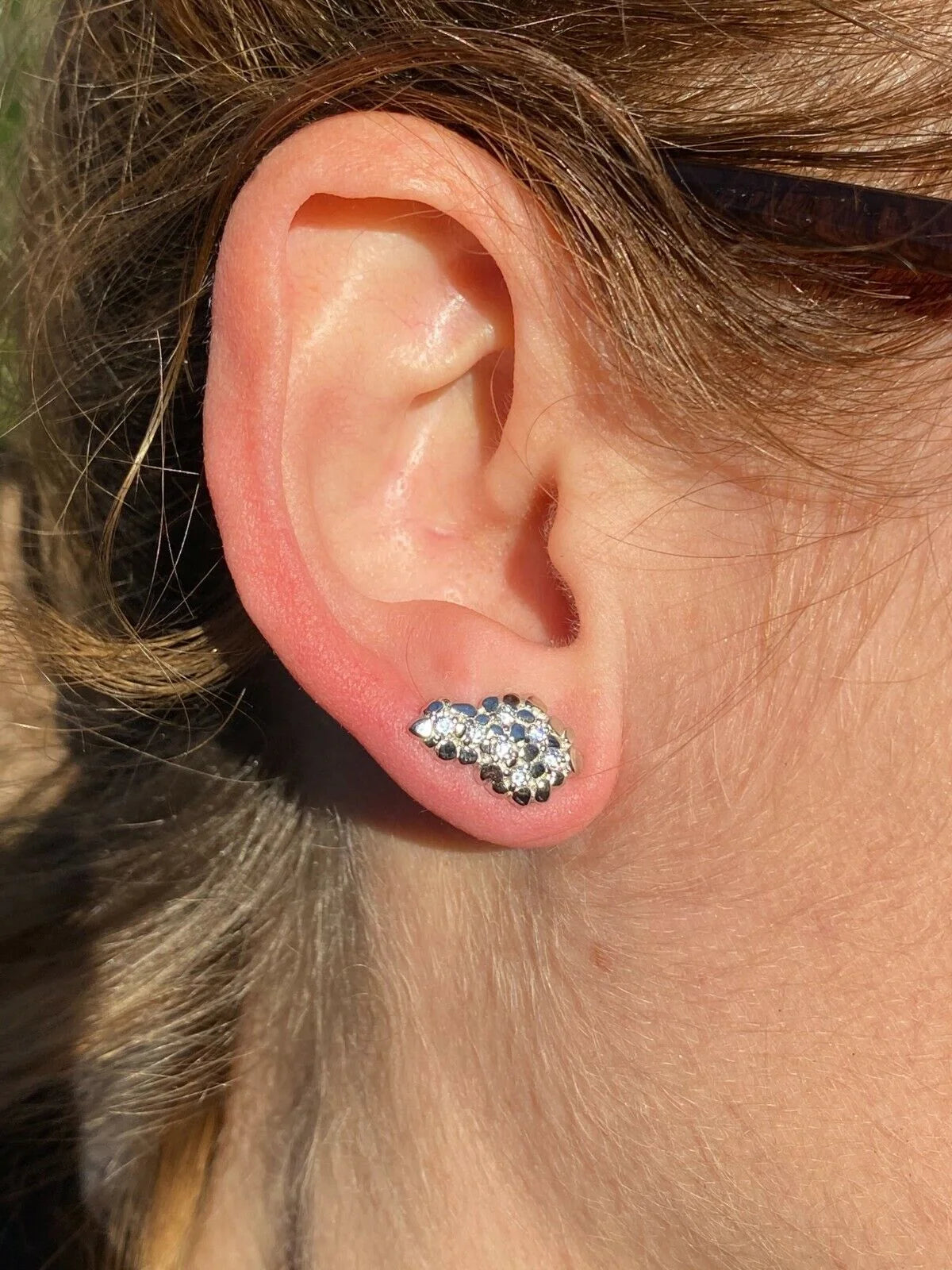 Mens 925 Sterling Silver CZ Stud Earrings P1302