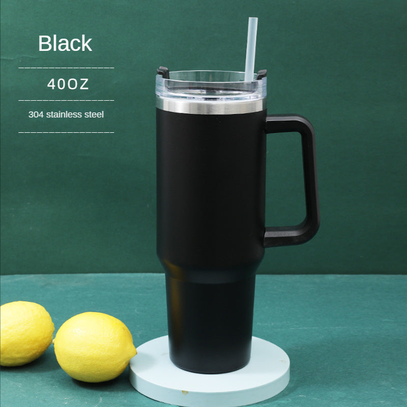 40 oz Insulated Reusable Stainless Steel Tumbler with Handle and Straw Lid L536