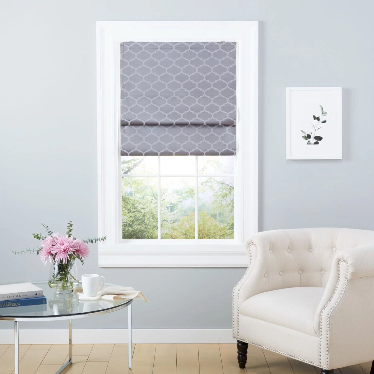 Dark Grey Blackout Roman Shade P53689