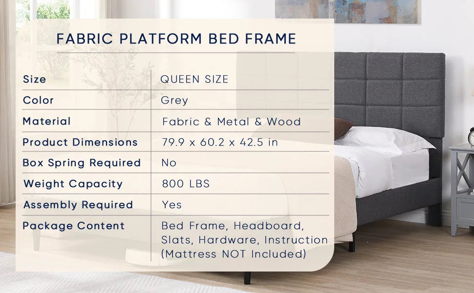 Gray Upholstered Platform Bed D78320