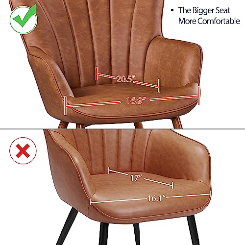 Brown PU Leather Armchair with Metal Legs J691